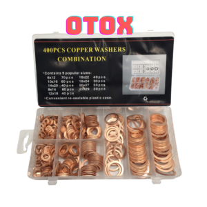 Hộp long đền đồng 400pc OTOX - Bộ 9 kích cỡ chuyên dụng cho ô tô, xe máy