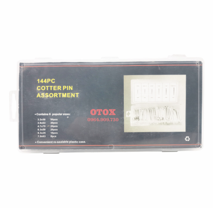 Hộp chốt chẻ thẳng, chốt gim phe cài 144pc OTOX - Ảnh 8