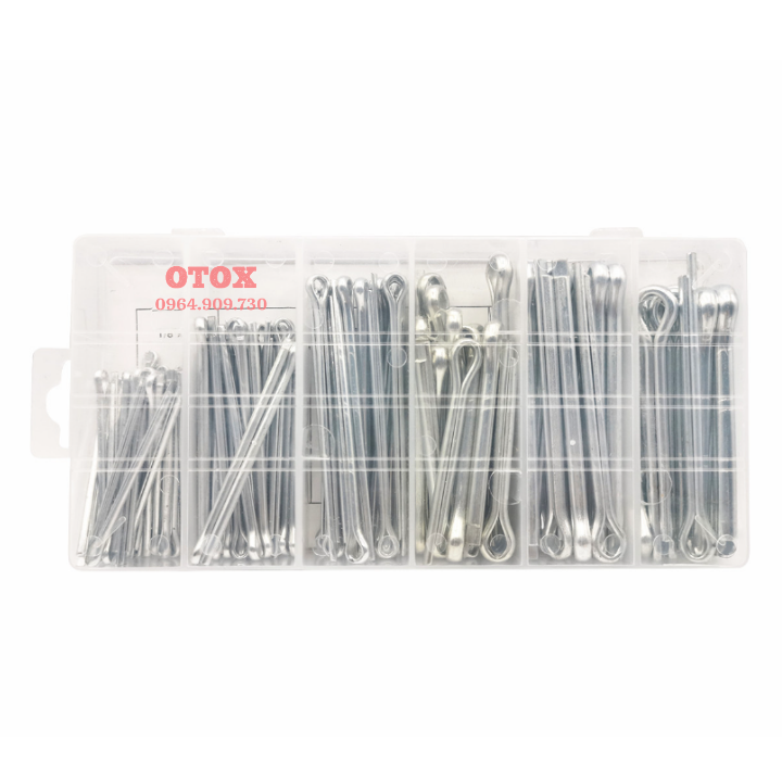 Hộp chốt chẻ thẳng, chốt gim phe cài 144pc OTOX - Ảnh 6