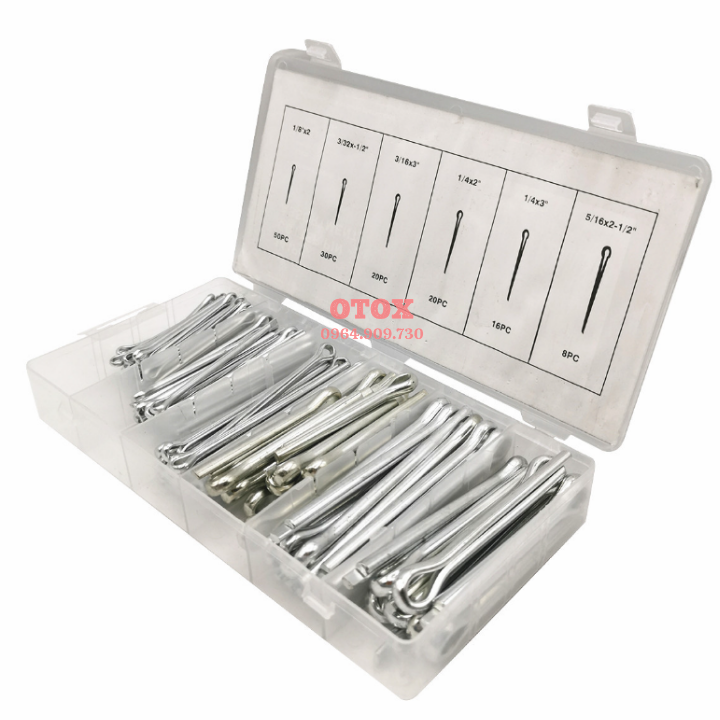 Hộp chốt chẻ thẳng, chốt gim phe cài 144pc OTOX - Ảnh 5