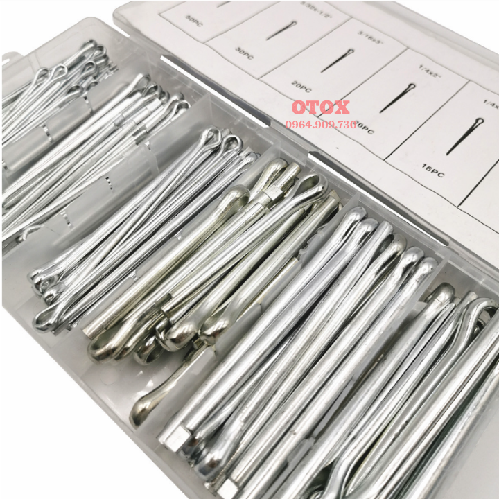 Hộp chốt chẻ thẳng, chốt gim phe cài 144pc OTOX - Ảnh 3